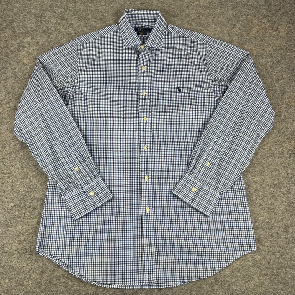 Polo Ralph Lauren Button Up Shirt Long Sleeve Check Cotton Stretch Mens Medium M